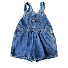 Vintage OshKosh Kids Denim Shortalls Overalls 24 Months Blue Cotton