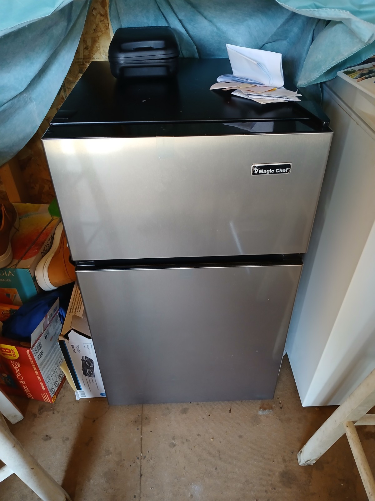 Magic Chef Mini Refrigerator Stainless Steel Silver Two Door Manual Defrost