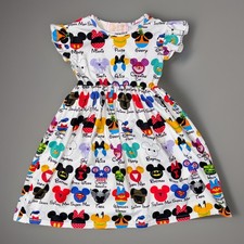 Disney World Girls Dress All Over Print Character Mickey Heads Size 4-5 boutique