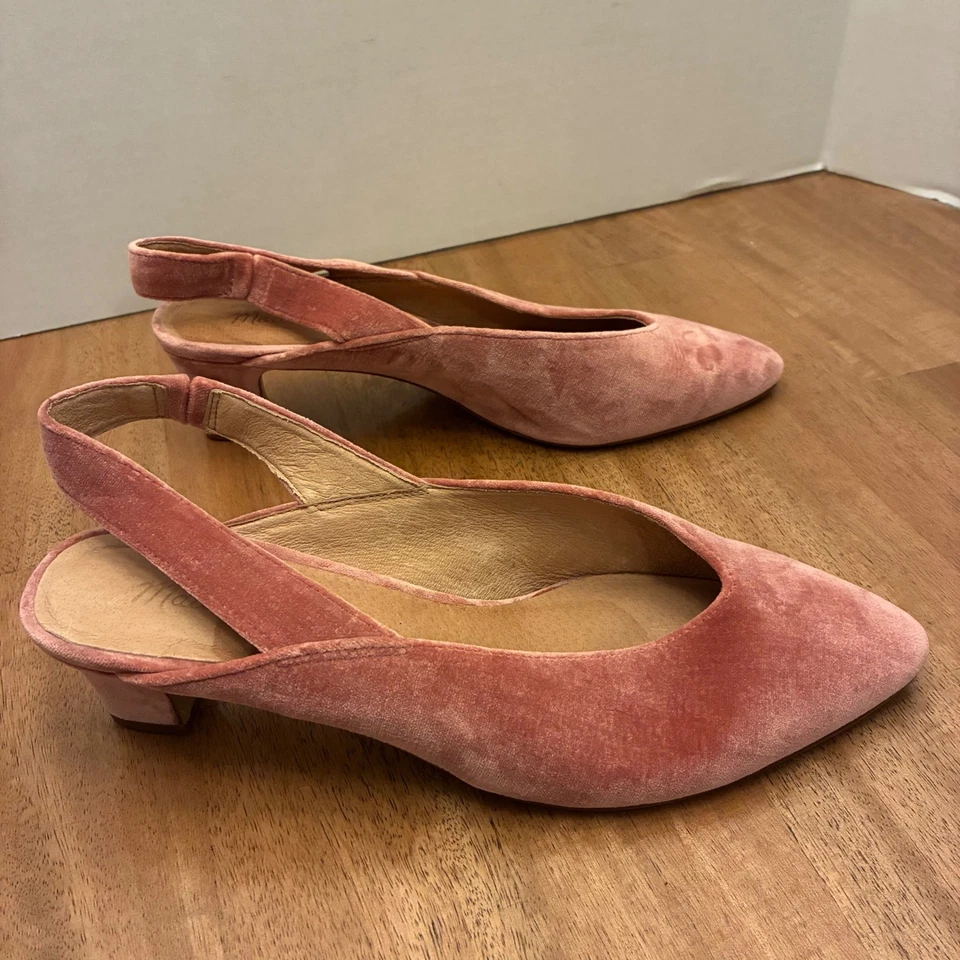 Zapatos de vestir Madewell para mujer Etta tacones con cordones terciopelo punta rosa talla 9 Foto 3 de 4