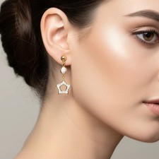 Orecchini pendenti a stella con zirconi in oro giallo 18KT (750) – Eleganti