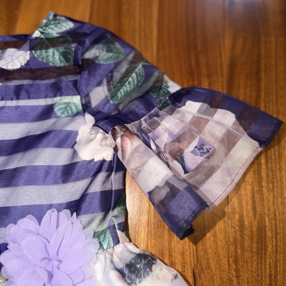 Vestido Laura Ashley Niñas Púrpura Floral Rayas Niñas Talla 6  Foto 4 de 4