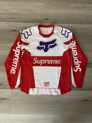 Supreme Fox Racing Moto Jersey FW18 Size Small White Red Hockey 