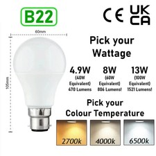LED GLS LIGHT BULBS 40w 60w 100w WARM/COOL WHITE BC/B22 ES/E27 Bayonet Daylight