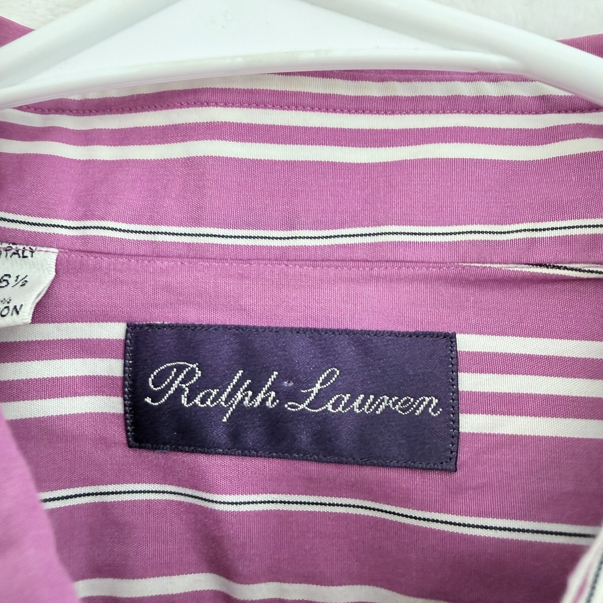 Ralph Lauren Purple Label Dress Shirt Mens L 16.5 Pink Stripe