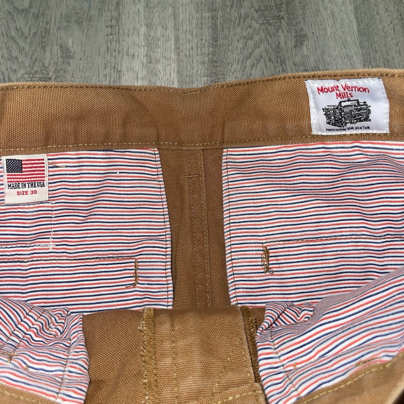 Left Field Pants Mens 30x29 Khaki Mount Vernon Mills Duck Canvas Twill Work USA