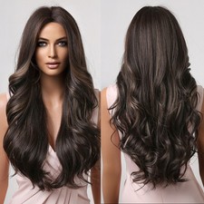 Dress Up Wig Heat Resistant Hair Long Wavy Halloween Soft Mixed Brown