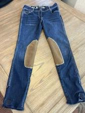 Goode Rider Women's Equestrian Riding Jeans With Tan Leather Knee Patches, 28L