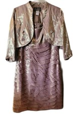 Alex Evenings Shimmering Gold Dress And Jacket With Bead Accents