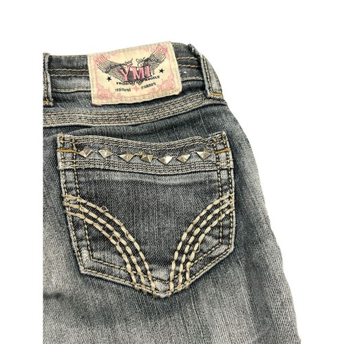YMI Bermuda Shorts Girls Size 7 Blue Denim Jean Shorts Rhinestone Pockets Casual - Picture 5 of 8
