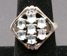 Vintage Topaz Cluster  Sterling Silver 925 Ring Sz 7
