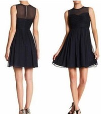 J Crew Clara Dress In Silk Chiffon Sheer Panel Cocktail Party Little Black Sz 10