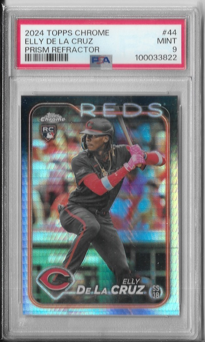 PSA 9 MINT 2024 Topps Chrome Prism Refractor ELLY DE LA CRUZ Rookie RC #44
