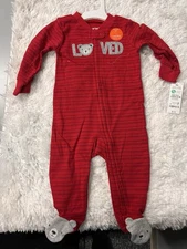 Carter’s Baby Boy Love Bandit Zip Footie Pajamas Bear Feet 9M NEW Free Ship