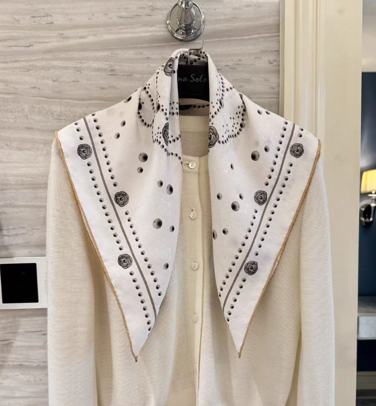 70% Cashmere 30% Silk Double Face Floral Print Wrap Scarf Shawl 25 Inch