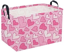 g Rectangular Valentine's Day Basket Love Storage Bins,Girls 1 Mottled heart