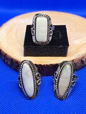 Genuine Moonstone Gemstone Ring Southwest Braid Rope Silver Twist Adjustable