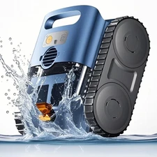 Cordless Robotic Pool Vacuum, Pool Cleaner with Track Drive & Sonar Navigation