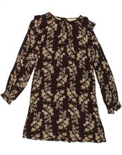 WHITE STUFF Womens Long Sleeve Basic Dress UK 10 Small Brown Floral AZ17