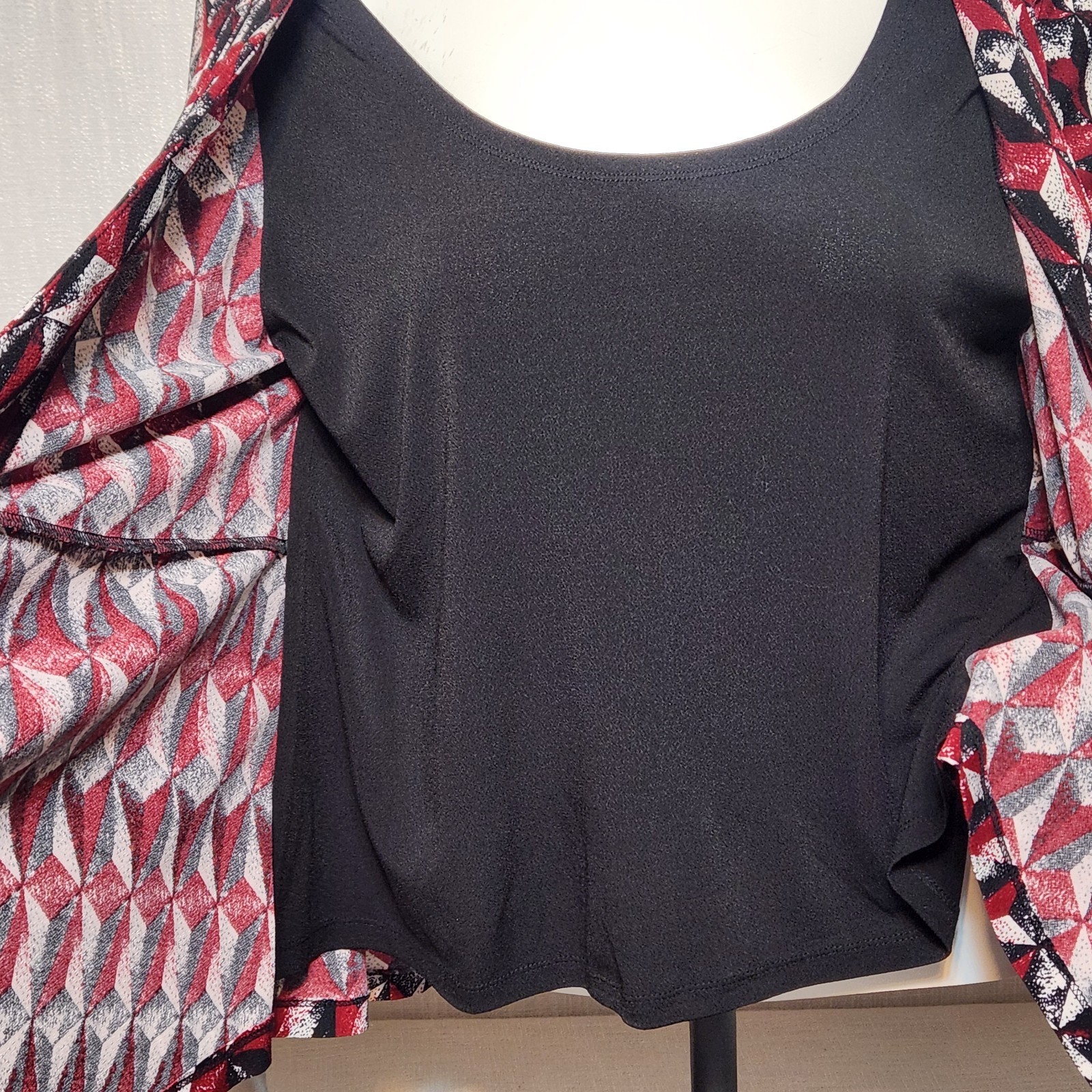 Grace Elements Blouse V Neck Overlay Geometric Bu… - image 3
