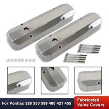 For Pontiac 326 455 Fabricated Aluminum Polished Tall Valve Cover W Hole Silver