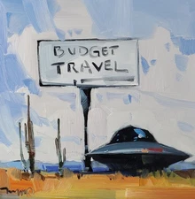 Illustration Comical UFO  PRINT Art Canvas Landscape By Artist Jose Trujillo