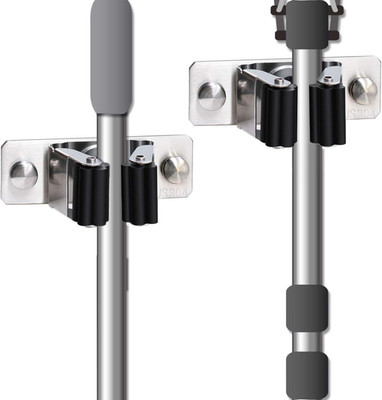 Mop and Broom Holder Wall Mount, 2PCS Heavy Duty Stainless Steel Broom Hanger Wa