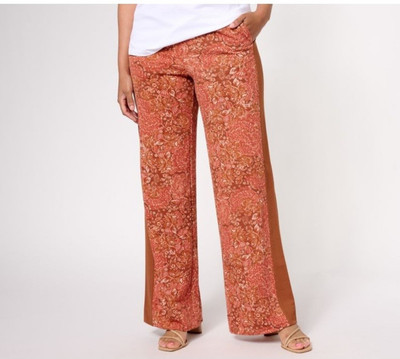 Isaac Mizrahi Size Petite XS Cognac Printed Pebble Knit Pant A609748 NWOT