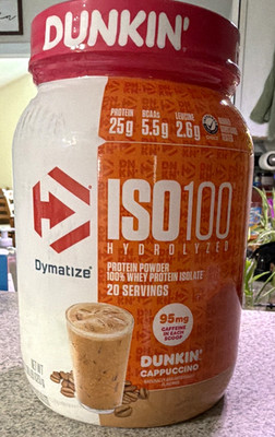 Dymatize ISO100 Hydrolyzed Whey Protein Isolate Cappuccino 20 Servings GF