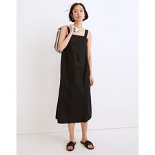 NWT MADEWELL Linen-Cotton Princess-Seamed Midi Dress $110 X-LARGE Black