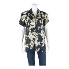 Blusa Stampata Nera In Seta Con Fiori Per Donna M