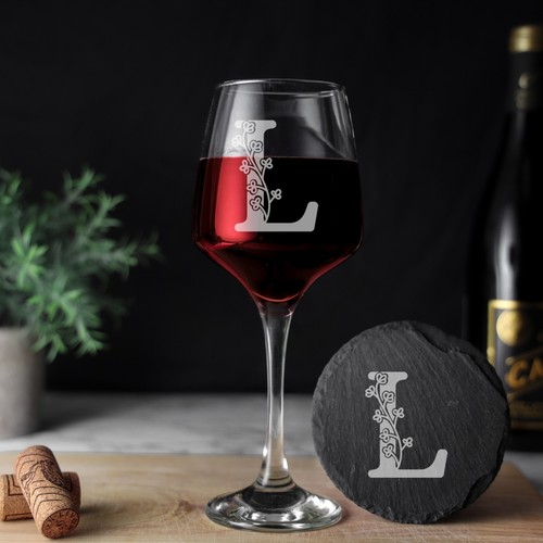 Personalisiertes Weinglas Monogramm Initiale geätzt | Gravur Name Weinglas Geschenk - Bild 57 von 70