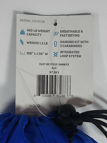 One Person BLUE Hammock w/ Hanging Kit 400 lb capacity NEW Nylon - Equip - Camp - Picture 3 of 5