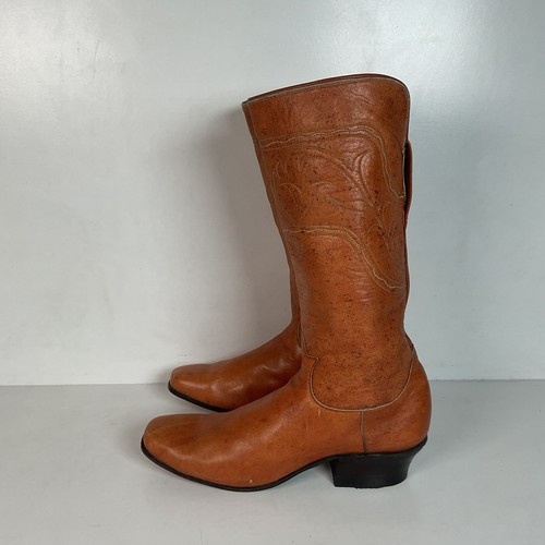 Vintage 1960s Tony Lama Cowgirl Boots 7 B Cavalry Style Gold Label - Picture 17 of 23