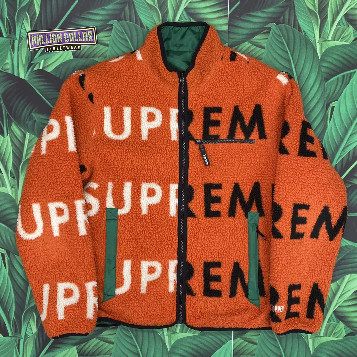 Supreme Reversible Logo Fleece Jacket Orange Outlet | bellvalefarms.com