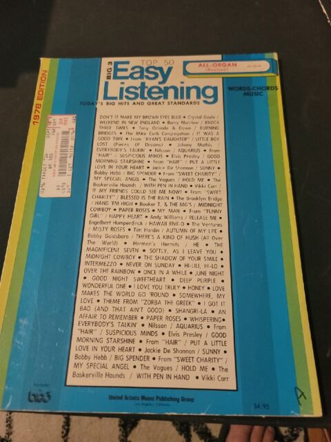 Big 3 Easy Listening: Top 50 - 1977 songbook sheet music All-Organ