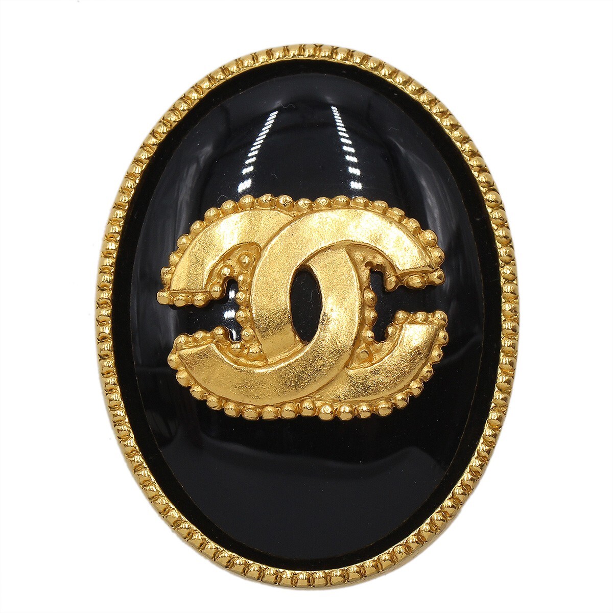 CHANEL（okima） CHANEL Gold-tone Enamel Oval Coco Mark Logo Pin Brooch