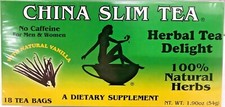 China Slim Tea Natural Vanilla 18 Teabags 3 Boxes