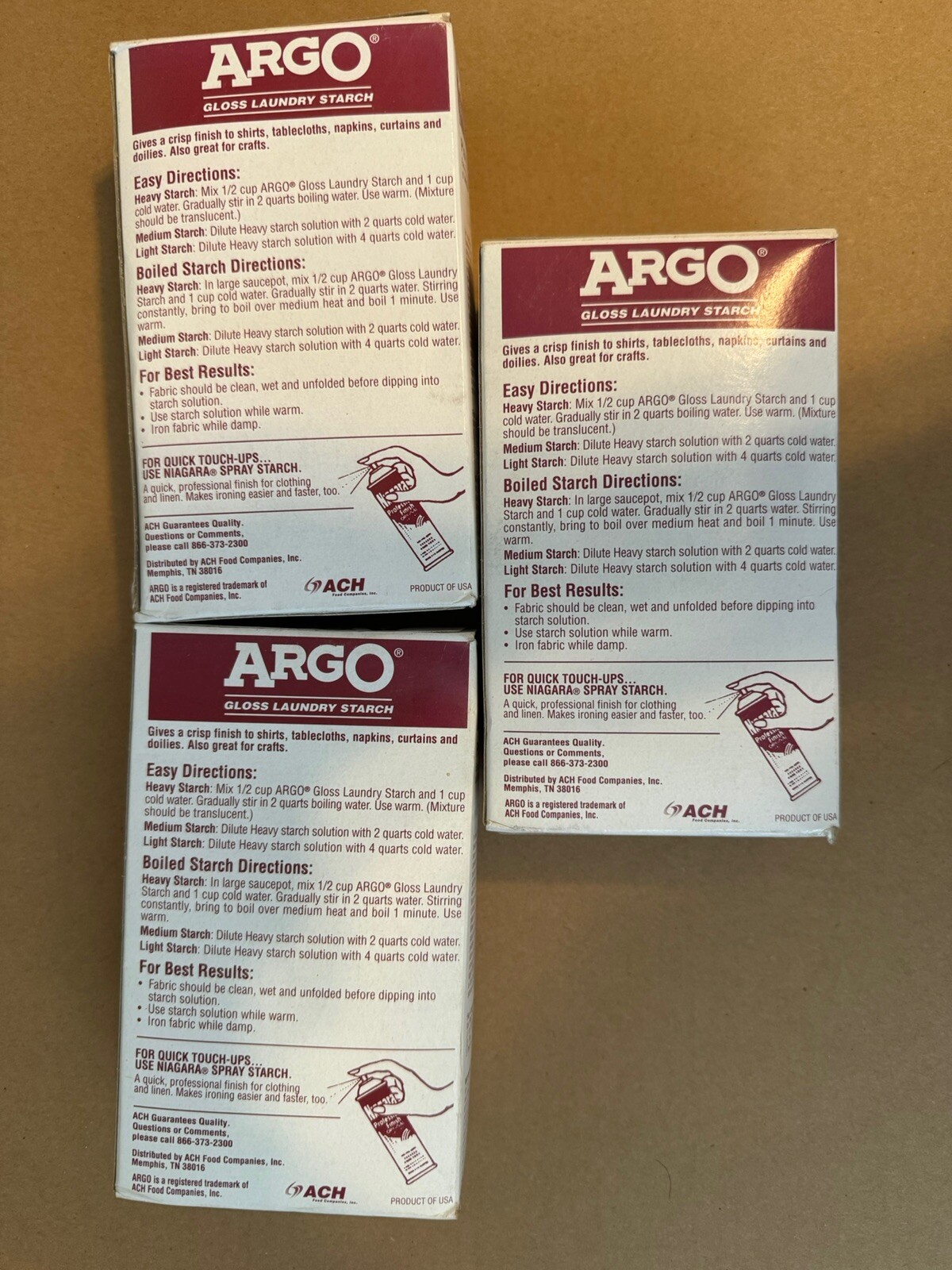 EXPIRED ARGO Gloss Laundry Starch 16 oz Crisp Finish Lot of 3 READ eBay