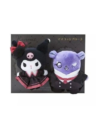 Sanrio Character Kuromi & Baku Mascot Brooch Set (Kuromi Delusional Lady) New