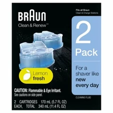 New 12 Braun clean & renew refill cartridges ( 6 X 2 Pack) Braun Shavers Lemon  