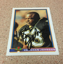 GORGEOUS VAUGHAN JOHNSON SIGNED FOOTBALL CARD VINTAGE NEW ORLEANS SAINTS NO FAKE