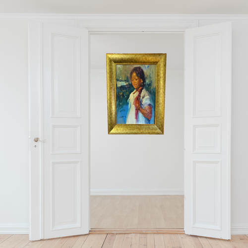 Wai Ming Chinese artist original framed signed oil painting Asian girl wall art - Picture 3 of 8