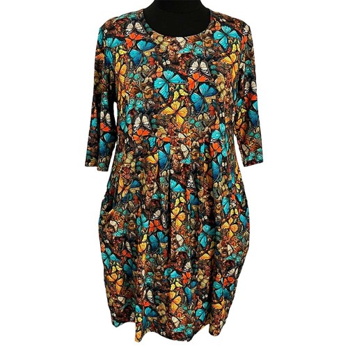 Naveed Jersey Kleid Gr 48 50 (3XL) All-Over Print Schmetterlinge mehrfarbig