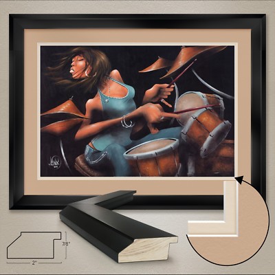 44W''x32H'': LOLA BEATS by DAVID GARIBALDI - DRUMS - DOUBLE MATTE, GLASS and FRAME