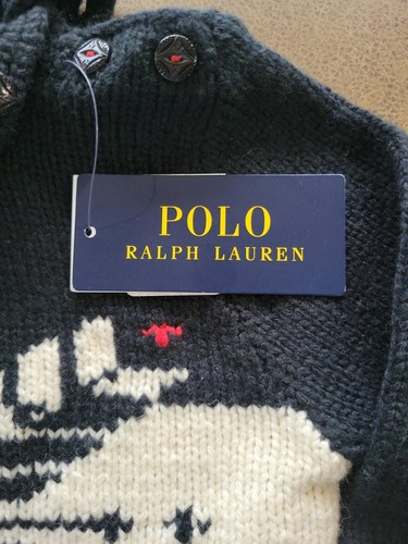 Polo RALPH LAUREN Kids MEDIUM 5 Black Sweater SNOWFLAKE Unisex Boys Girls - Picture 3 of 7