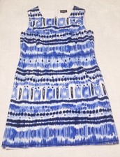 Tahari Arthur S Levine Blue White Sleeveless Sheath Dress Size 12