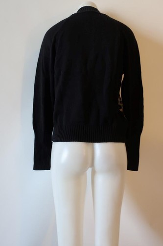 Womens Adrienne Vittadini Black Brown Cream Animal Print Zip Knit Cardigan S * - Picture 4 of 7