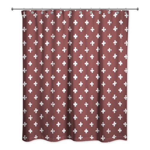 Creative Products Crosses Maroon 71 x 74 Shower Curtain - 第 2/2 張圖片