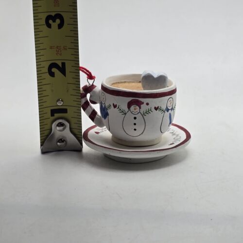 Ceramic Christmas Decoration Ornament Cup of Cocoa Hot Chocolate Marshmallow - Picture 6 of 6